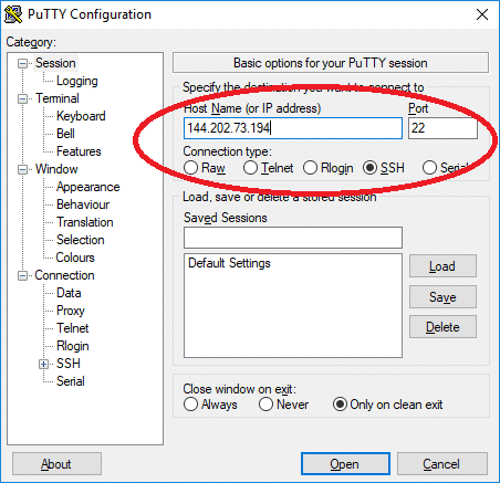 Putty Configuration